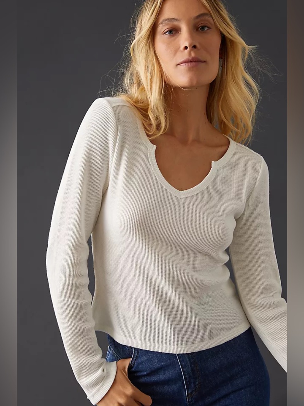 Pilcro Notched Waffle Top